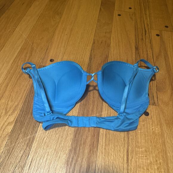 Victoria's Secret 32B Bra Blue Miraculous Plunge Underwire Back Closure Sequin - Picture 4 of 6